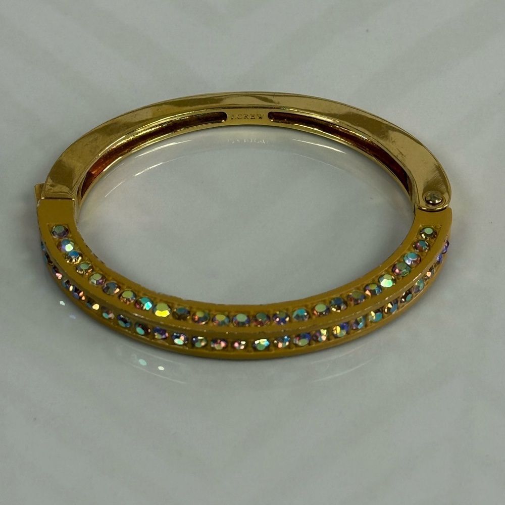 J Crew AB Jeweled Ochre Hinged Bracelet